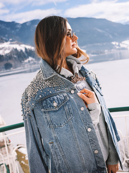 Oversized Jeansjacke "Pearl Attitude"
