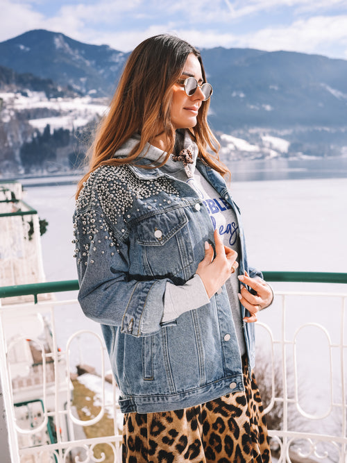 Oversized Jeansjacke "Pearl Attitude"