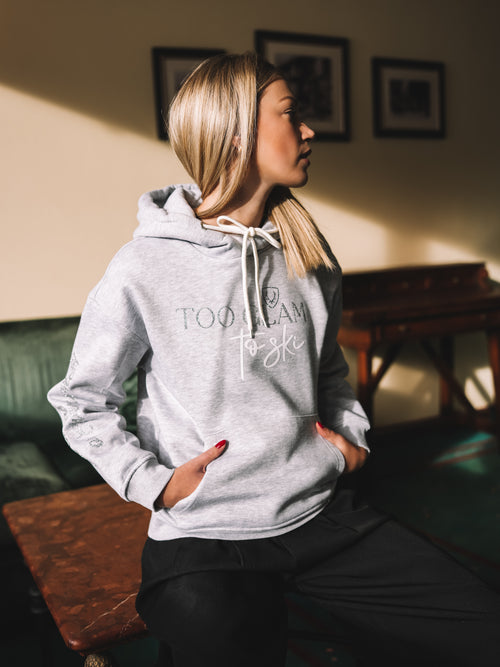 Hoodie „Too Glam to Ski“