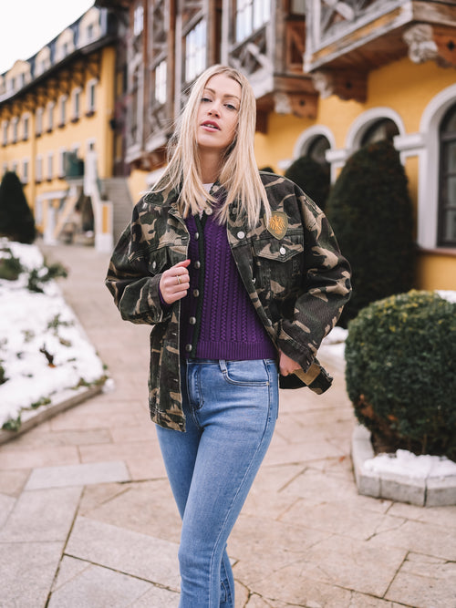 Jeansjacke „Let it rain Champagne“