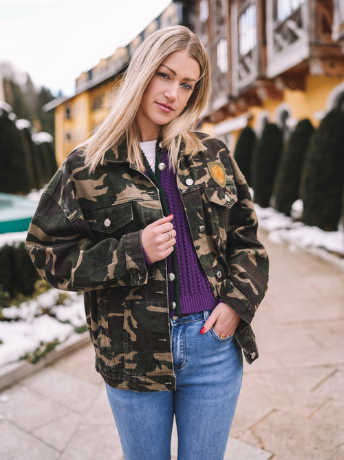 Jeansjacke „Let it rain Champagne“