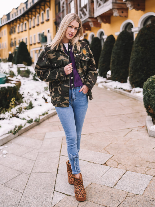 Jeansjacke „Let it rain Champagne“