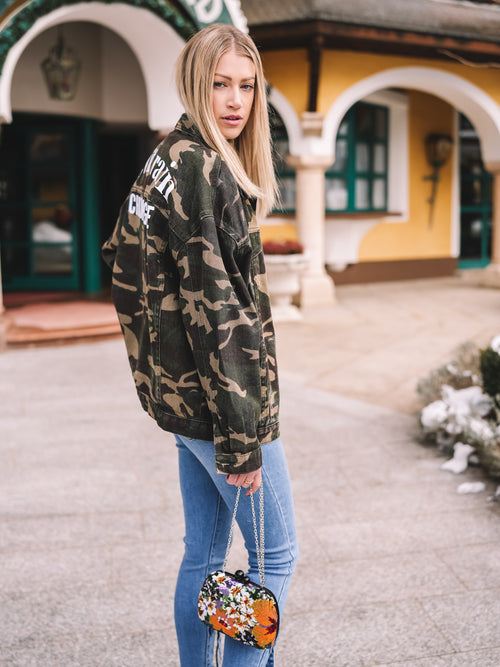 Jeansjacke „Let it rain Champagne“