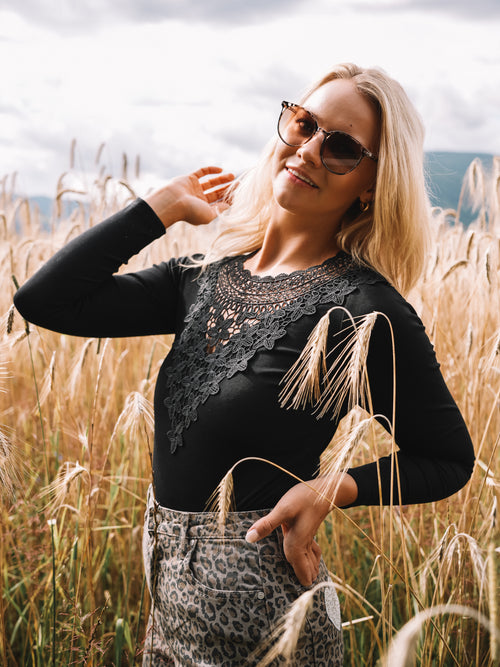 Body "Gletscherblume" schwarz