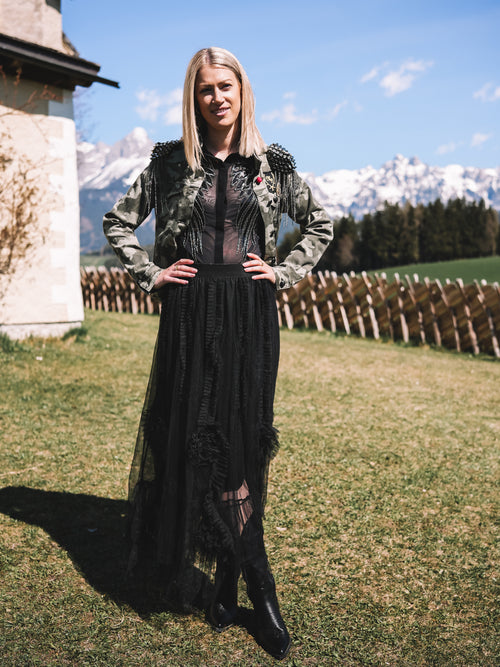 Jeansjacke „Goldrebellin" (mit Schulterklappen)