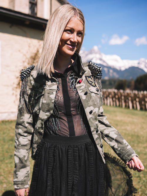 Jeansjacke „Goldrebellin" (mit Schulterklappen)