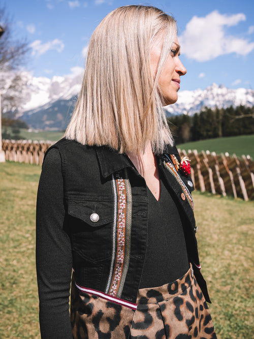 Jeansgilet „Bergleopard“
