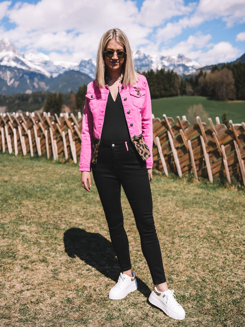 Jeansjacke „Pink Leopard“