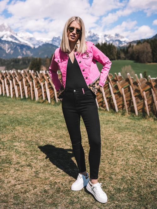 Jeansjacke „Pink Leopard“