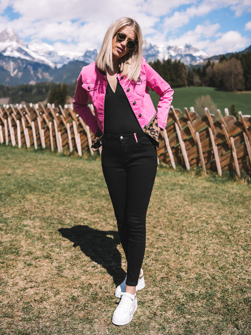 Jeansjacke „Pink Leopard“