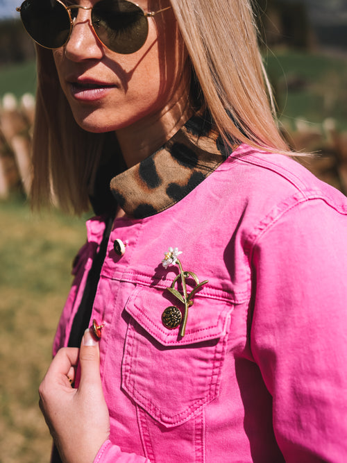 Jeansjacke „Pink Leopard“