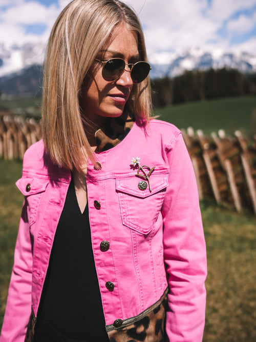 Jeansjacke „Pink Leopard“