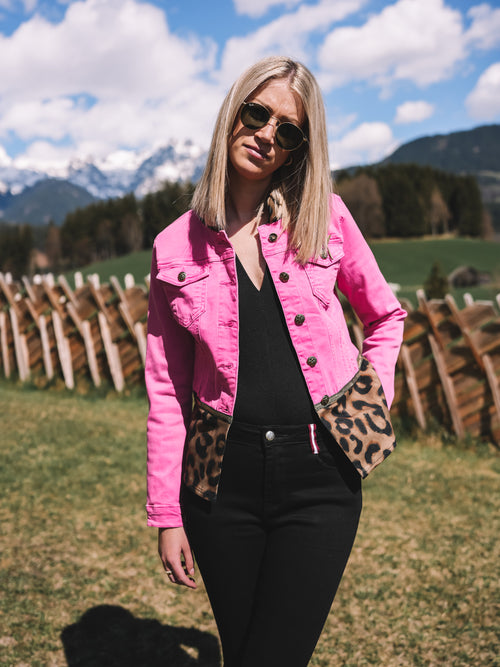 Jeansjacke „Pink Leopard“