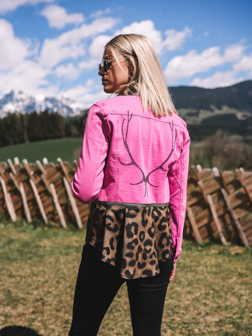 Jeansjacke „Pink Leopard“