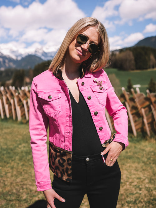 Jeansjacke „Pink Leopard“