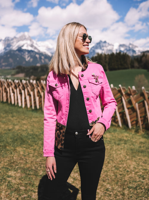 Jeansjacke „Pink Leopard“