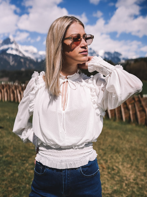 Jerseybluse „White Romance“
