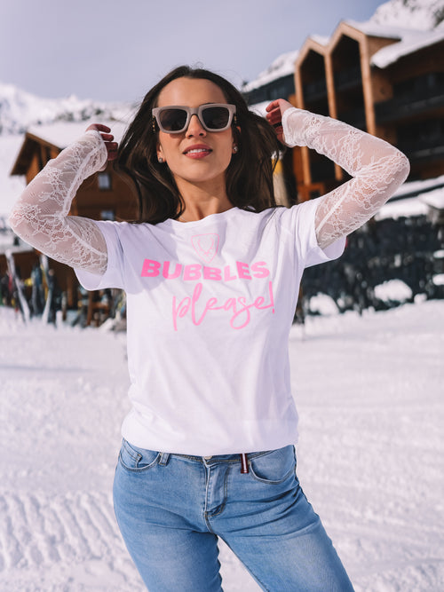 T-Shirt "Bubbles Please" - weiß