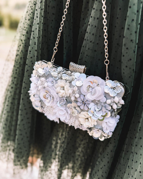 Tasche „Blütentraum“ silber