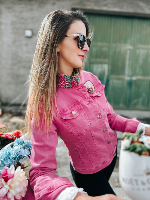 "Pink Blossom" Jeansjacke